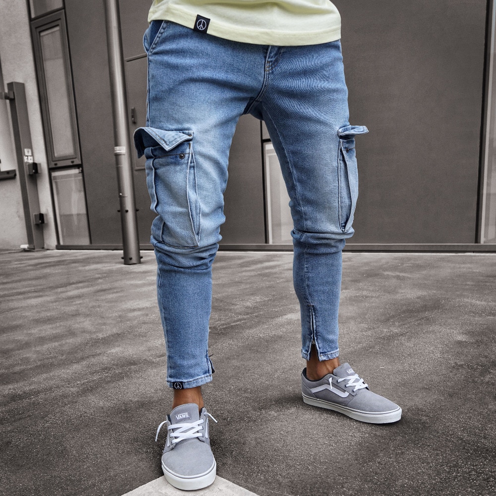 2019 Denim Jeans Men  Pocket Street Fashion Skinn..